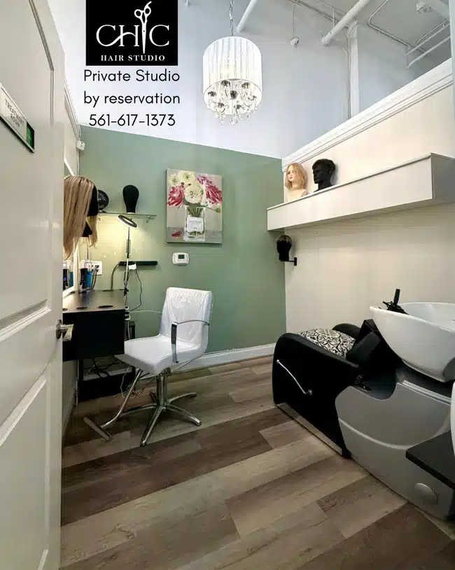 CHIC Hair Studio Boca Raton Private Studio for trying on hair replacement solutions